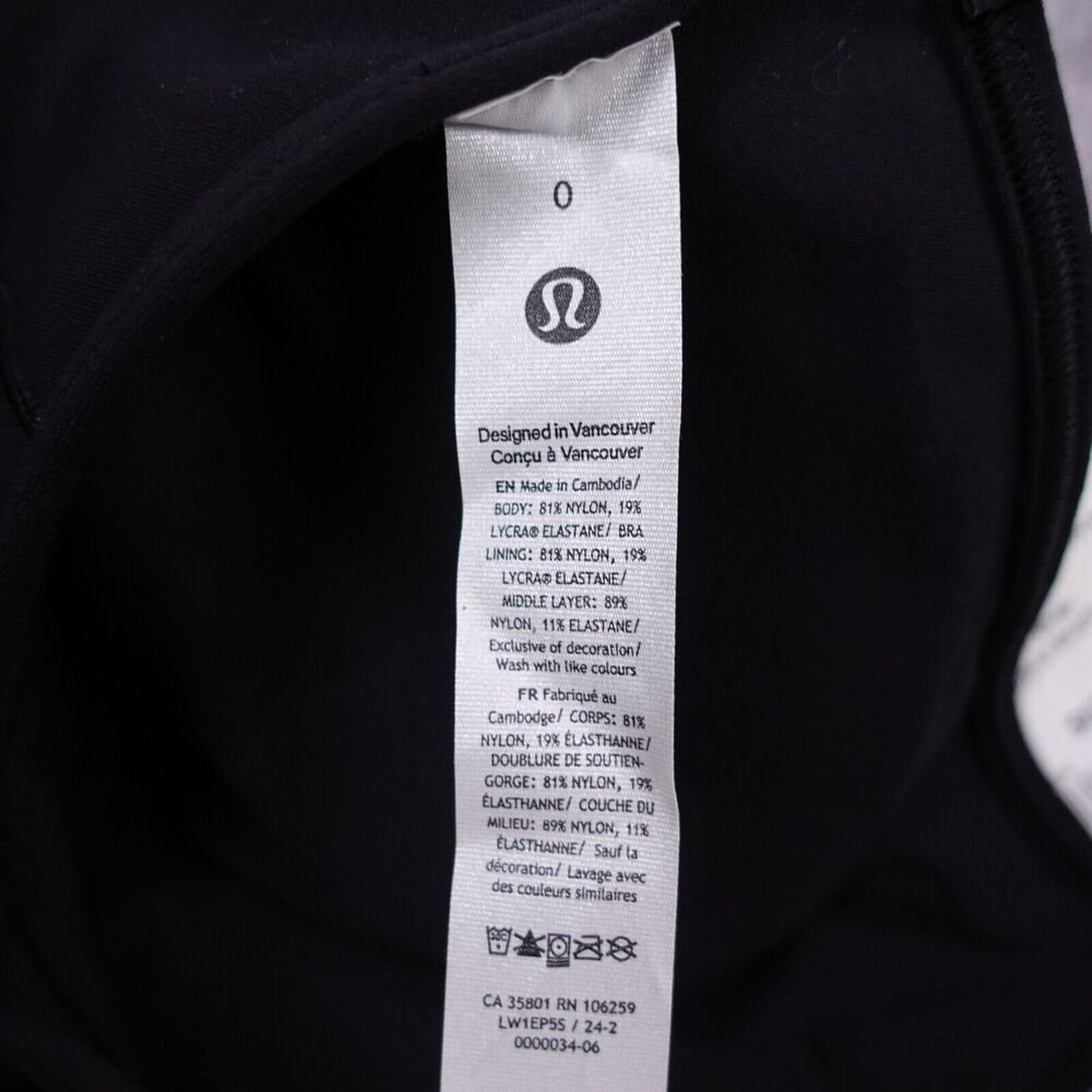 New Lululemon Size 0 Align T Strap Tank BLK Black Shelf Bra Nulu $68 - Picture 5 of 7